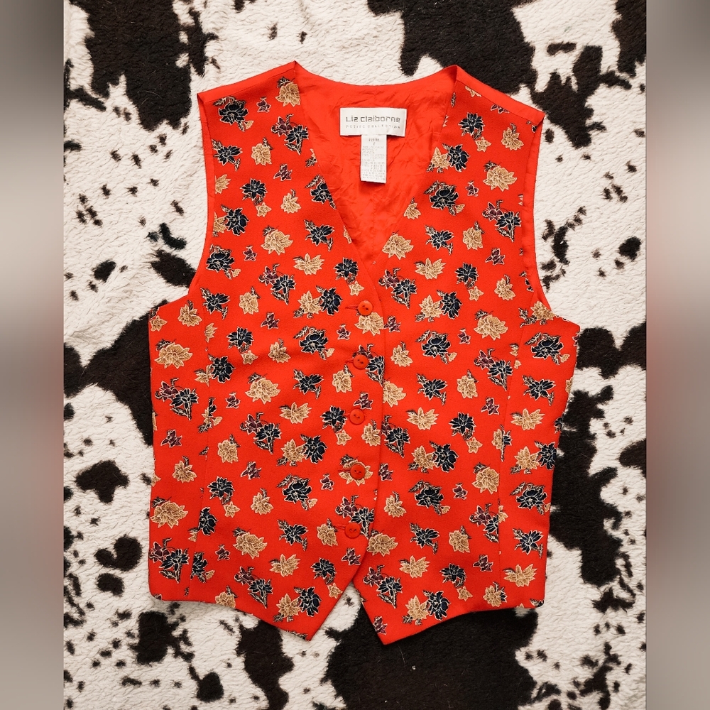 "LIZ CLAIBOURNE ' WOMEN'S 80'S/90'S VEST - RED